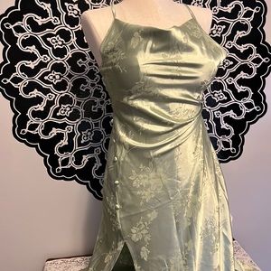 Shein  light green floral pattern dress
